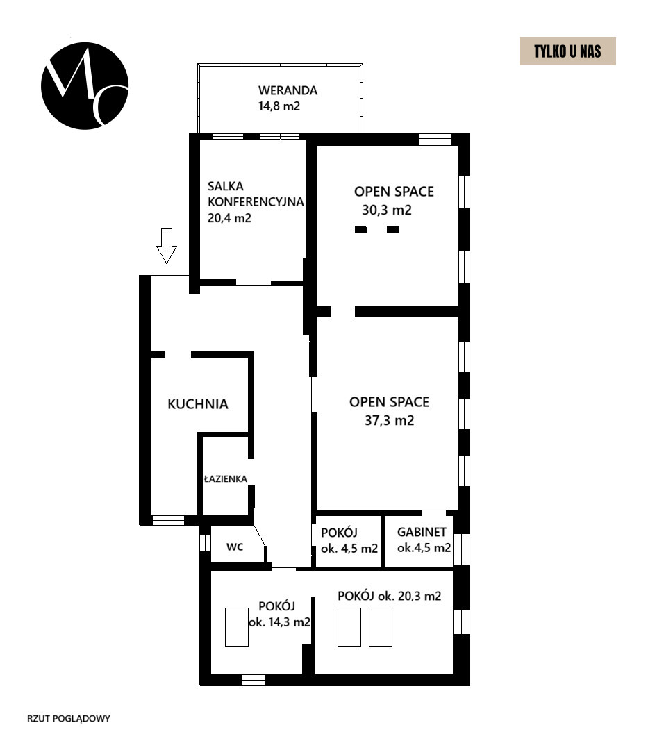 Unikatowe Biuro / Przestrzeń Kreatywna– 180 m²